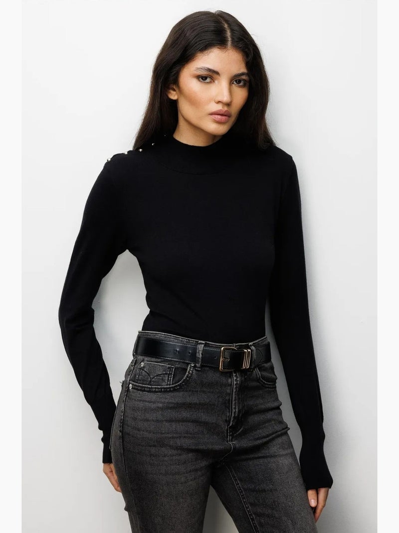 Camisola de malha com gola alta mixray Preto - Kiabi