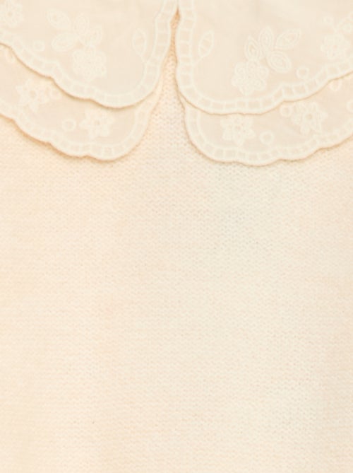 Camisola de malha com gola Claudine bordada - Kiabi