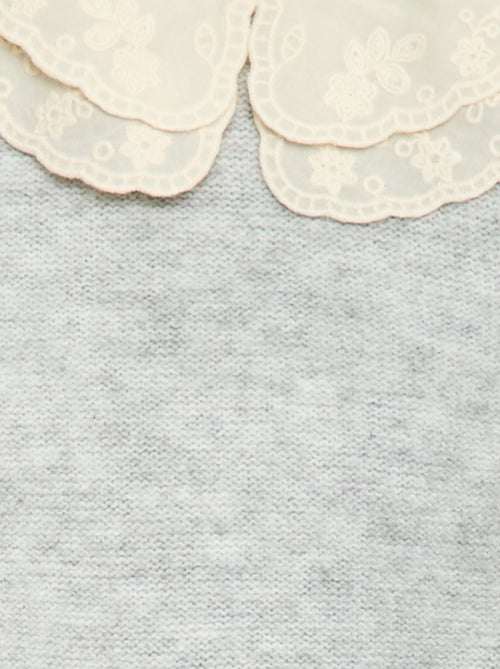 Camisola de malha com gola Claudine bordada - Kiabi