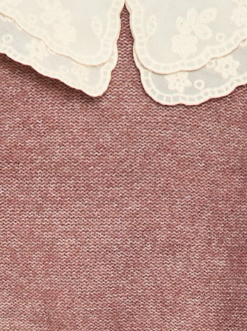 Camisola de malha com gola Claudine bordada - Kiabi