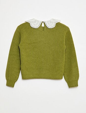 Camisola de malha com gola Claudine