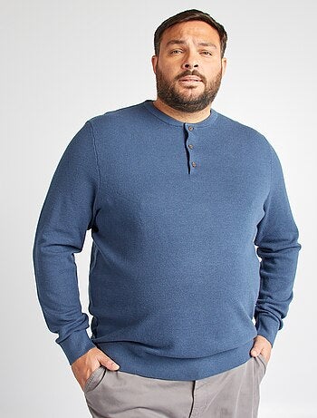 Camisola de malha com gola com botões