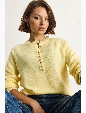 Camisola de malha com gola com botões lucci