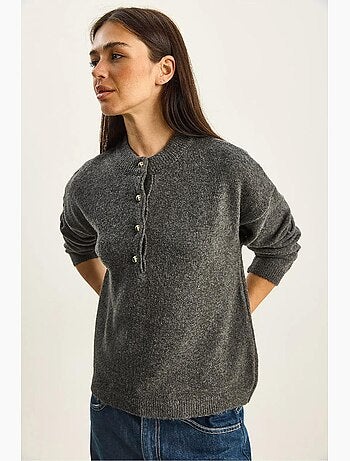 Camisola de malha com gola com botões lucci