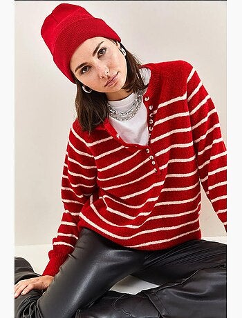 Camisola de malha com gola com botões lucci