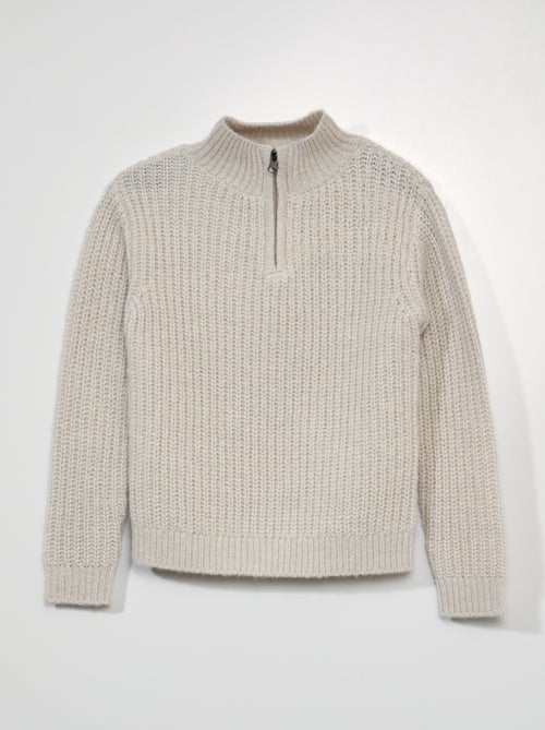 Camisola de malha com gola de fecho - Kiabi
