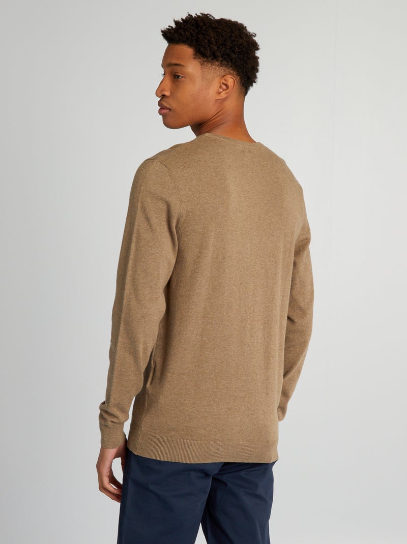 Camisola de malha com gola em bico (+ de 1,90 m) BEGE - Kiabi