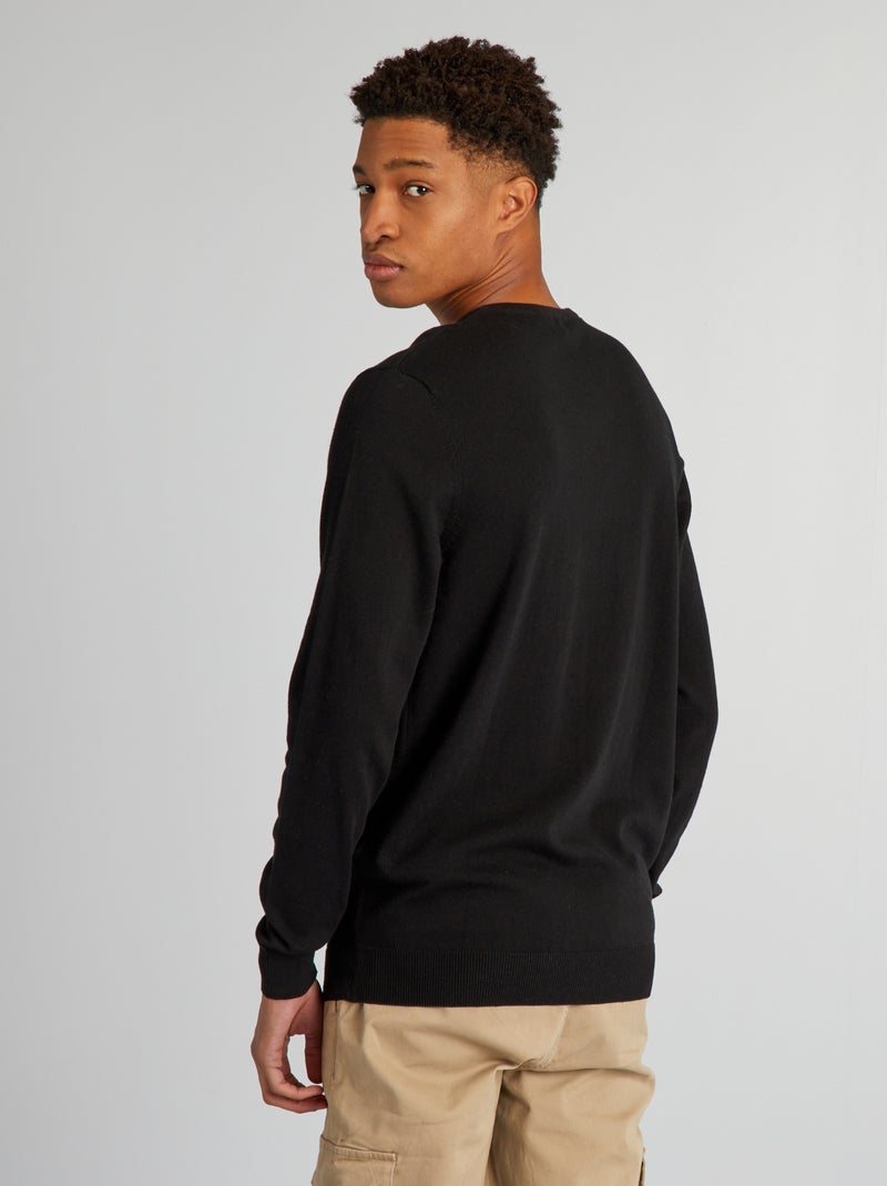 Camisola de malha com gola em bico (+ de 1,90 m) Preto - Kiabi