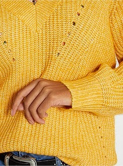 Camisola de malha com gola em V - Kiabi