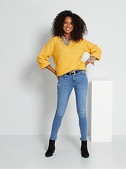 Camisola de malha com gola em V - Kiabi