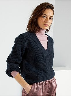 Camisola de malha com gola em V - Kiabi