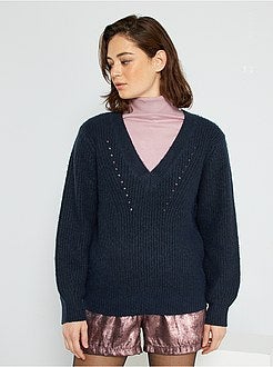 Camisola de malha com gola em V - Kiabi