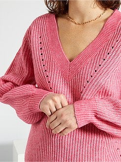 Camisola de malha com gola em V - Kiabi