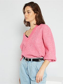 Camisola de malha com gola em V - Kiabi