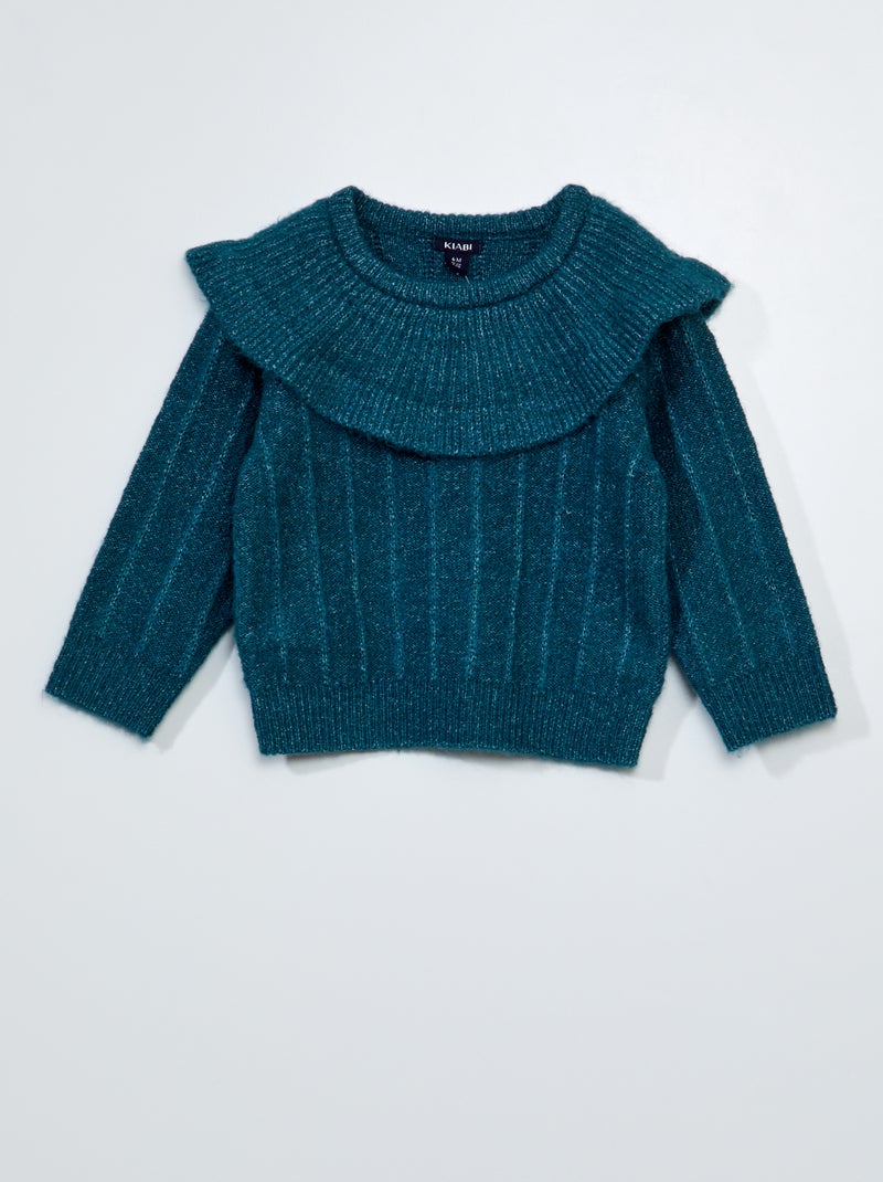 Camisola de malha com gola fantasia AZUL - Kiabi
