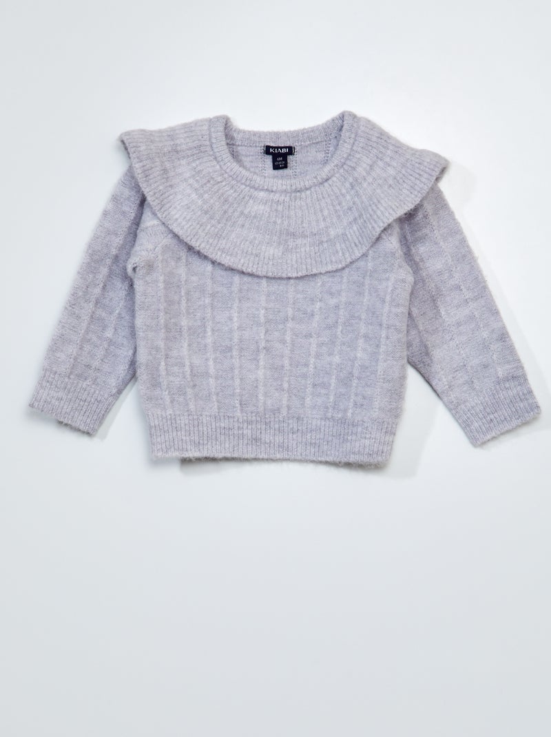 Camisola de malha com gola fantasia CINZA - Kiabi