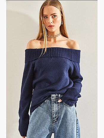 Camisola de malha com gola madonna lucci