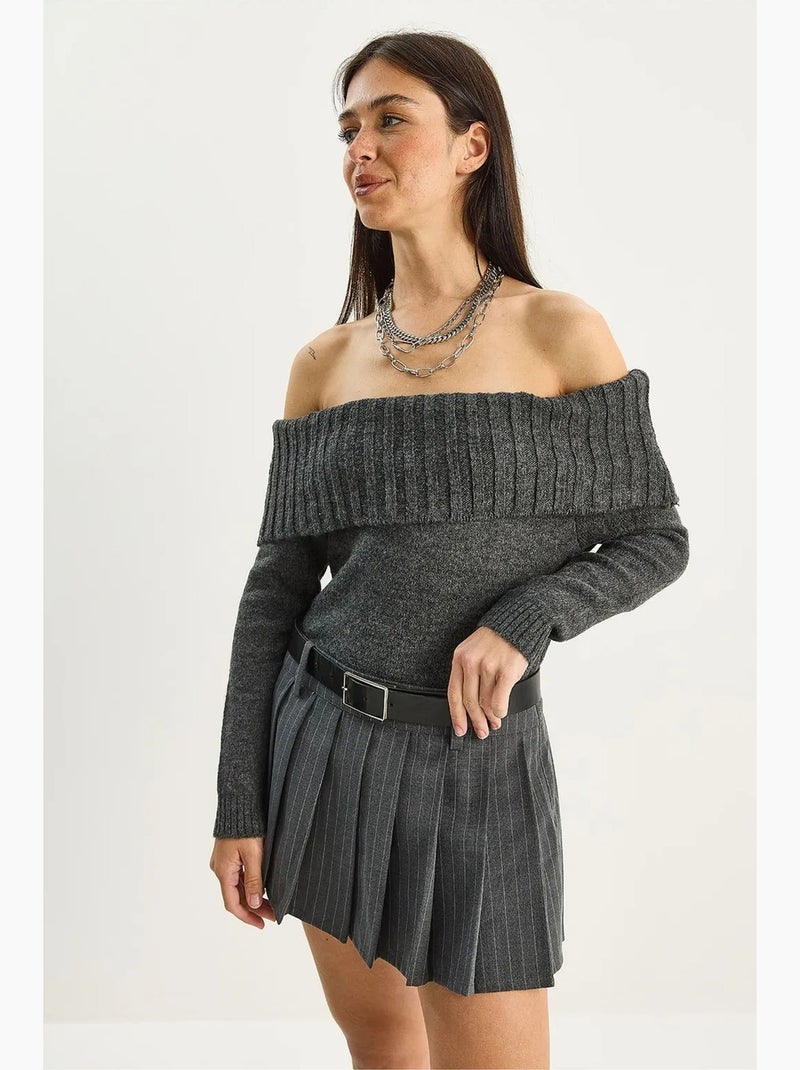 Camisola de malha com gola madonna lucci Cinza-preto - Kiabi