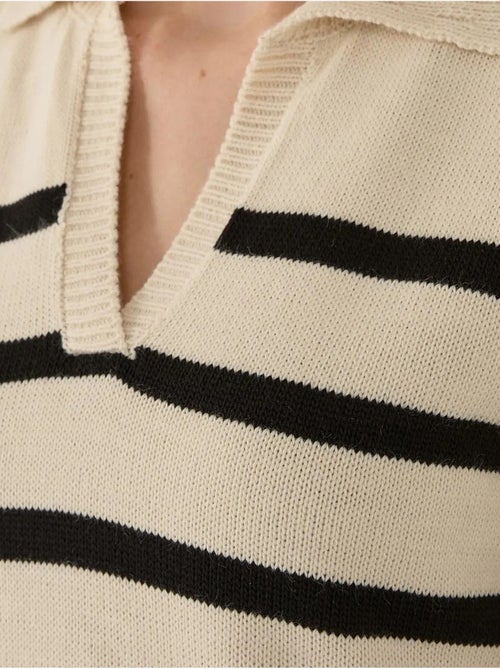 Camisola de malha com gola polo às riscas - Kiabi Camisola de malha com gola polo às riscas - Kiabi