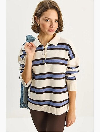 Camisola de malha com gola polo e manga comprida lucci