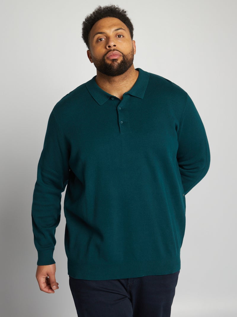 Camisola de malha com gola polo VERDE - Kiabi