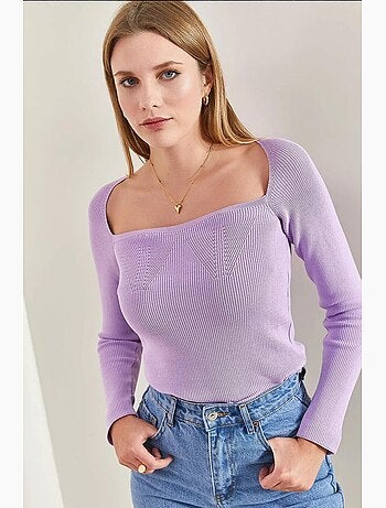 Camisola de malha com gola quadrada lucci