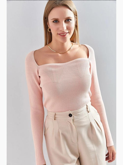 Camisola de malha com gola quadrada lucci - Kiabi