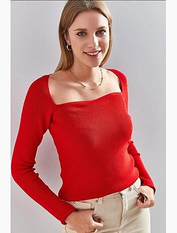 Camisola de malha com gola quadrada lucci
