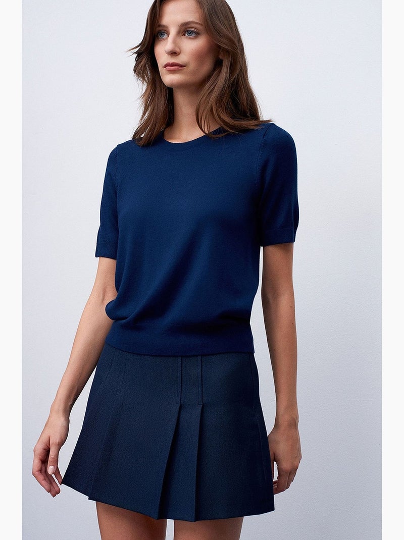 Camisola de malha com gola redonda dilvin Azul-marinho - Kiabi