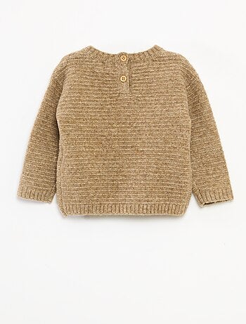 Camisola de gola redonda em malha com bordados no peito