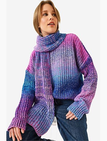 Camisola de malha com gola redonda e cachecol lucci