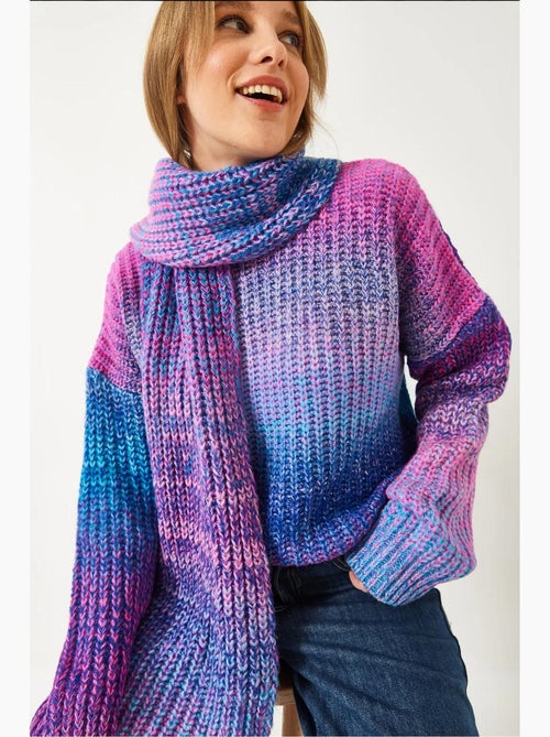 Camisola de malha com gola redonda e cachecol lucci - Kiabi