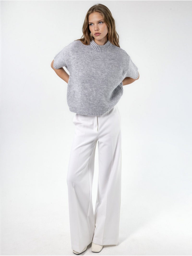 Camisola de malha com gola redonda e corte relaxed fit Cinza claro - Kiabi