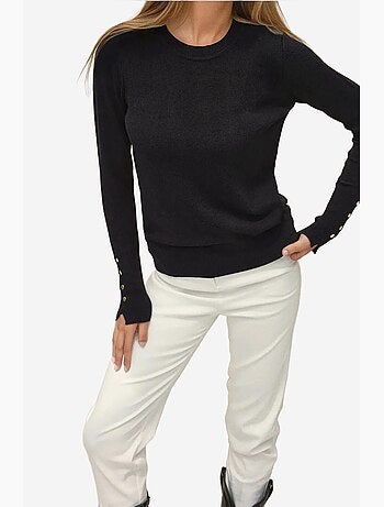 Camisola de malha com gola redonda e detalhes de botões hiccup