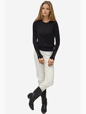 Camisola de malha com gola redonda e detalhes de botões hiccup