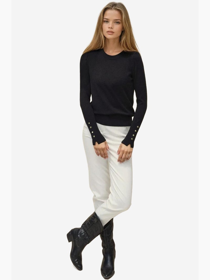Camisola de malha com gola redonda e detalhes de botões hiccup Preto - Kiabi