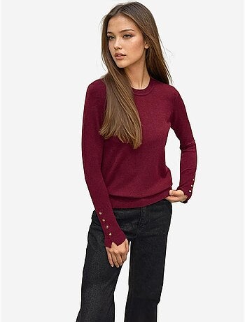 Camisola de malha com gola redonda e detalhes de botões hiccup