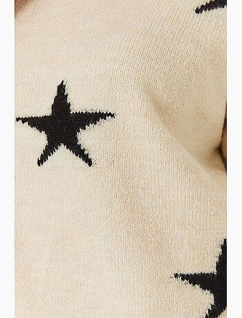 Camisola de malha com gola redonda e estampado de estrelas lucci