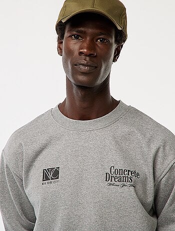 Camisola de malha com gola redonda e estampado frente e verso