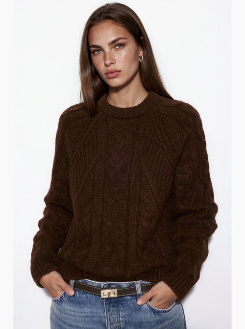 Camisola de malha com gola redonda e padrão hiccup - Kiabi