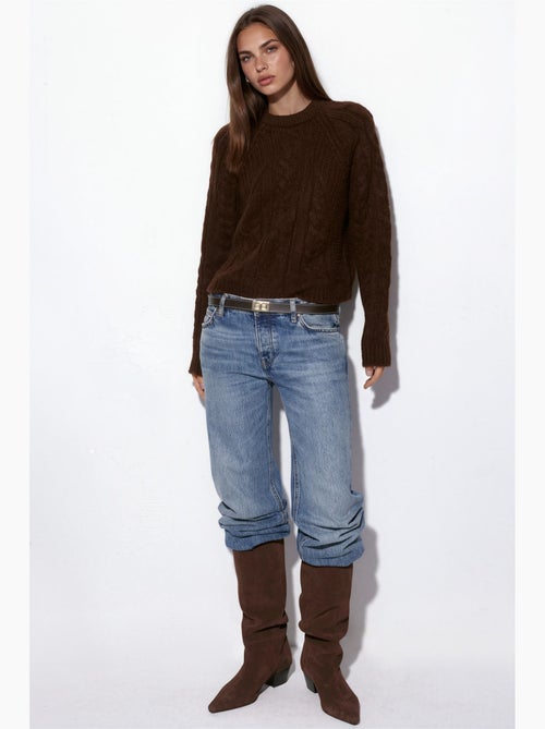 Camisola de malha com gola redonda e padrão hiccup - Kiabi