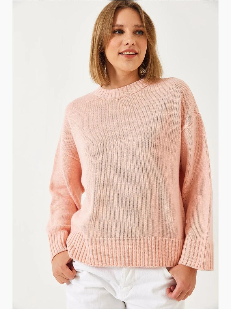 Camisola de malha com gola redonda lucci Rosa-pálido - Kiabi