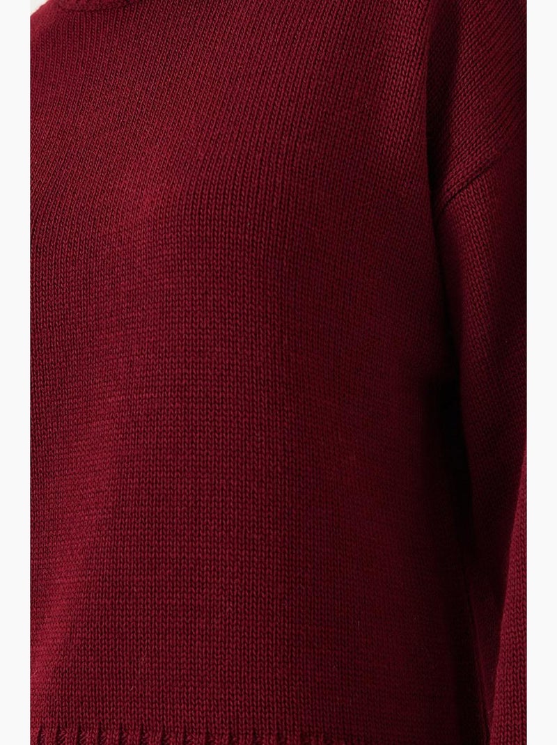 Camisola de malha com gola redonda lucci Vermelho bordô - Kiabi
