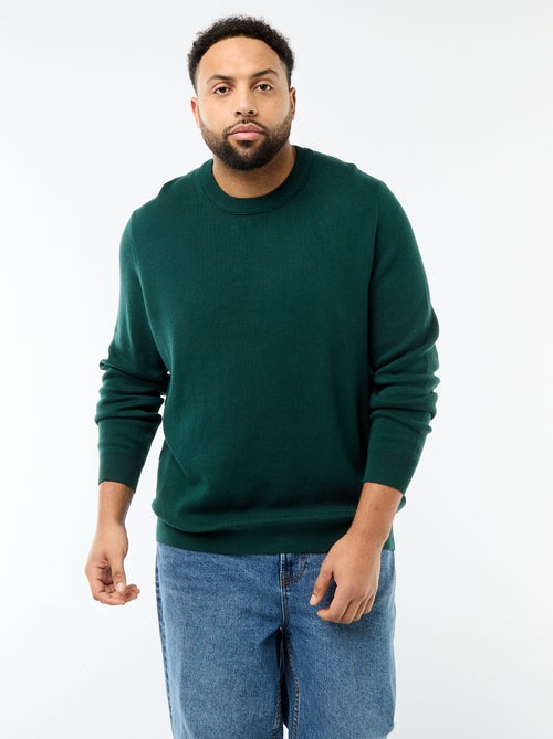 Camisola de malha com gola redonda - Kiabi