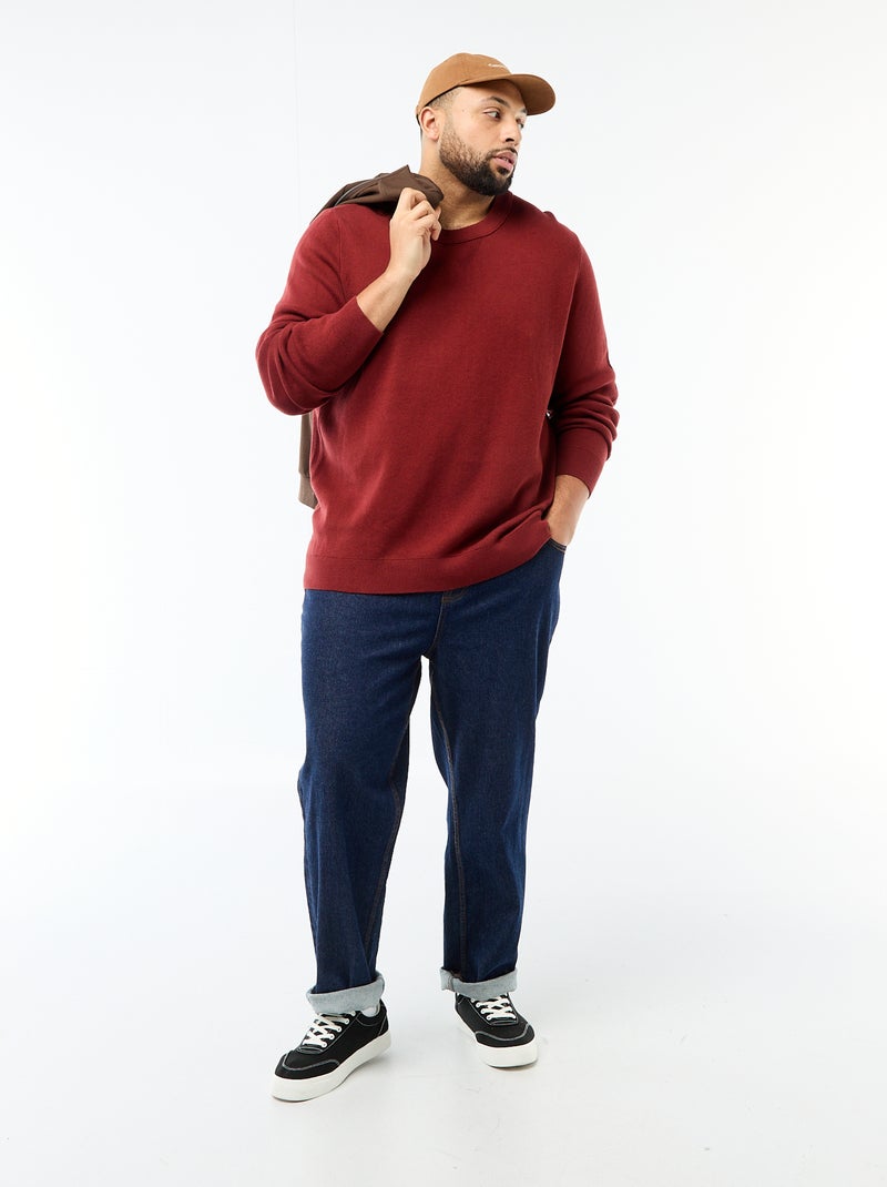 Camisola de malha com gola redonda Vermelho - Kiabi