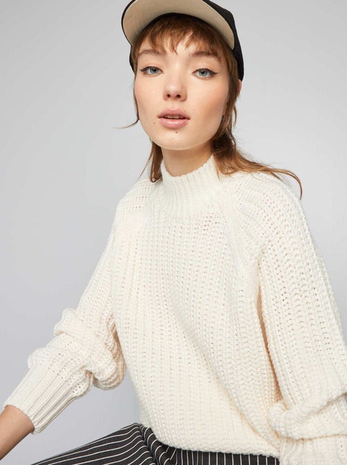 Camisola de malha com gola subida - Kiabi