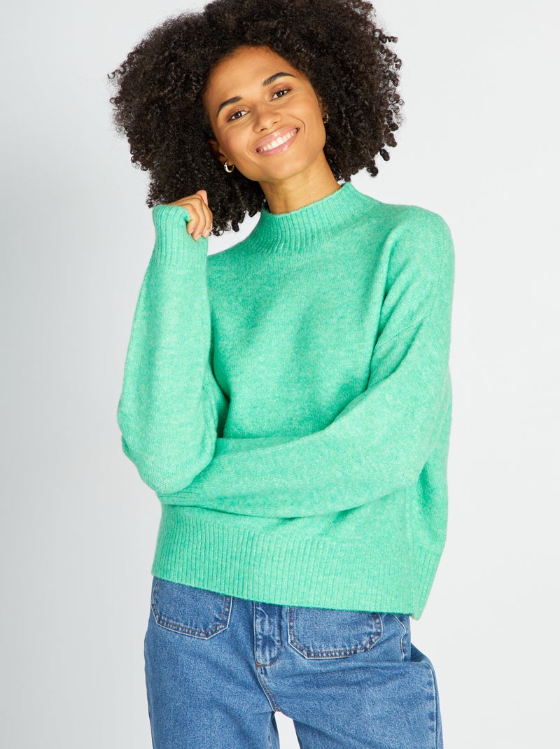 Camisola de malha com gola subida VERDE - Kiabi
