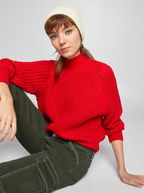 Camisola de malha com gola subida - Kiabi