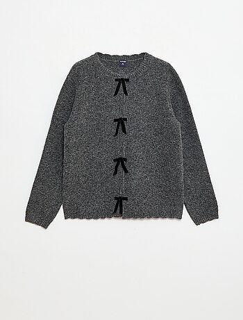 Camisola de malha com laços de veludo