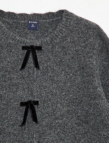 Camisola de malha com laços de veludo